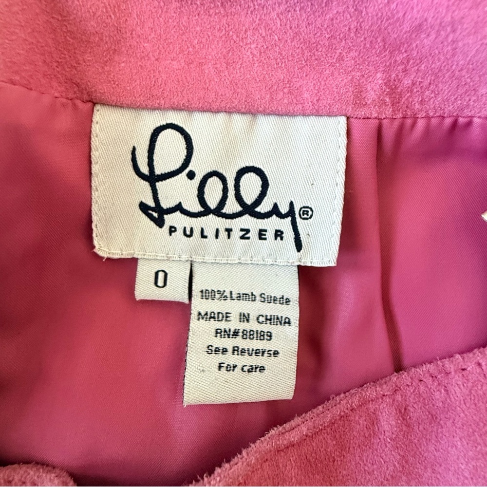 Vintage Lilly Pulitzer Pink Suede Petal Skirt Size 0 - Picture 5 of 5